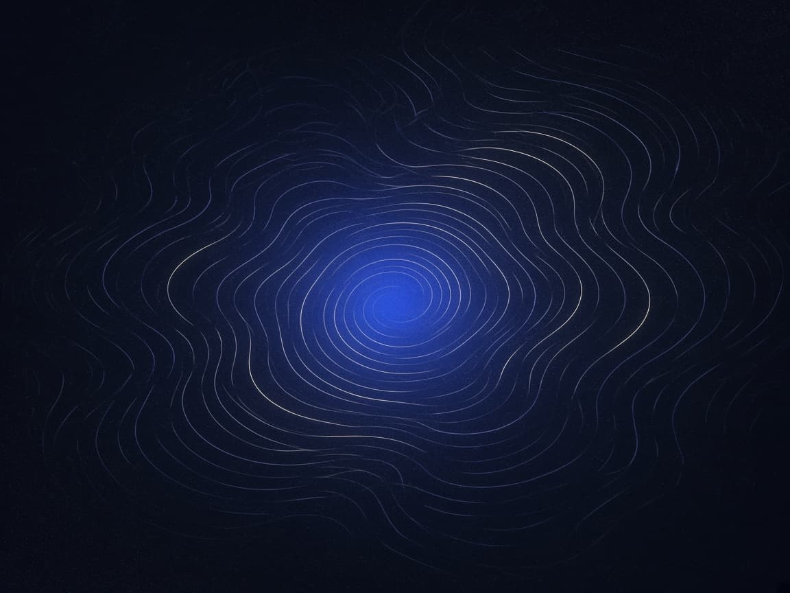 Abstract artwork: concentric ripples spreading outward from a single point of light.
